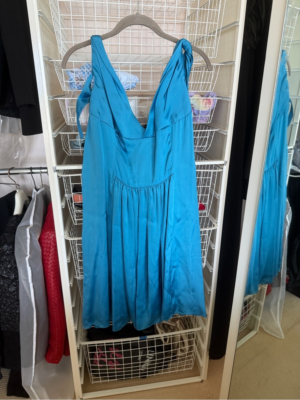 Vintage Narcisco Rodriguez Blue Satin V-Neck Slip Dress